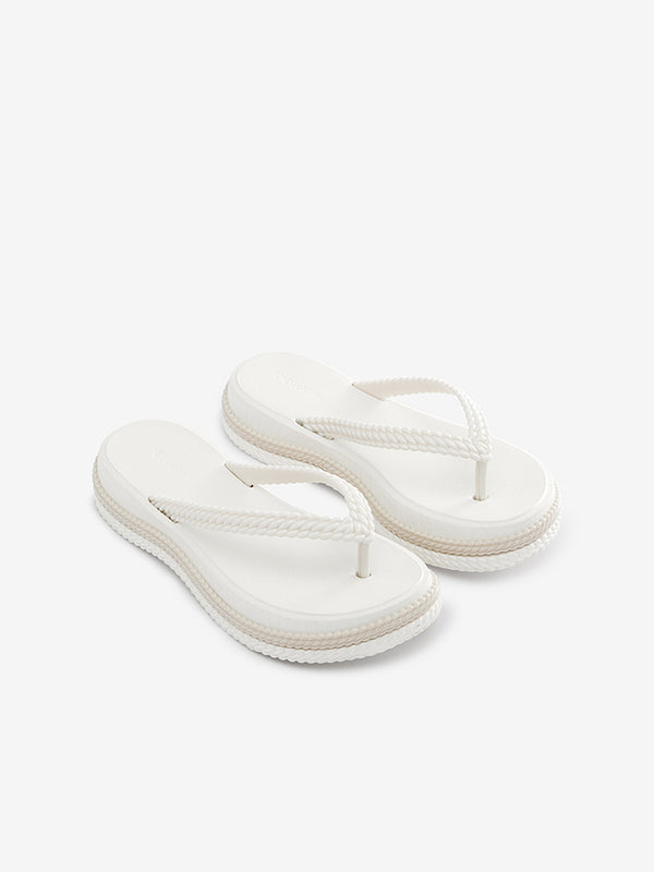 CoolChap Classic Wave - pattern Lightweight Thick - soled Flip - Flops WARM BEIGE