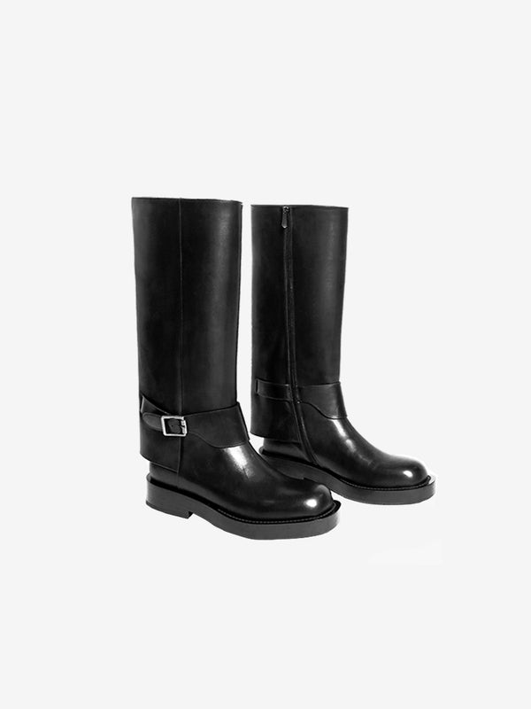 CoolChap Stylish Wide-Calf Fold-Down Women's Boots BLACK-TALL BOOTS