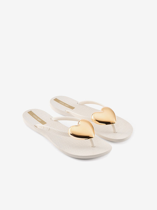 CoolChap Rounded Heart Waterproof Non-slip Soft-soled Flip-flops BEIGE