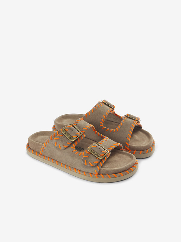 CoolChap Handmade Leather Open - Toe Slippers OANGE SANGUINE