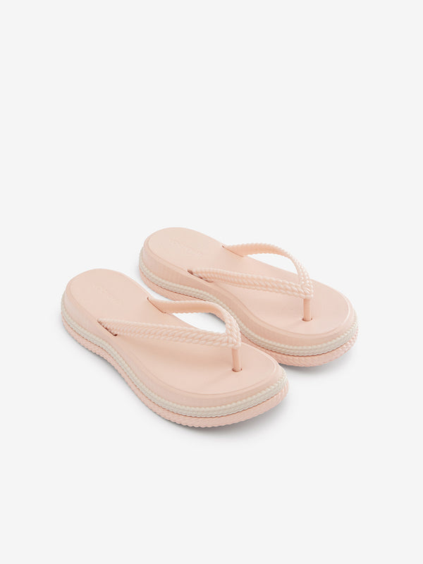 CoolChap Classic Wave - pattern Lightweight Thick - soled Flip - Flops SOFT PINKYS