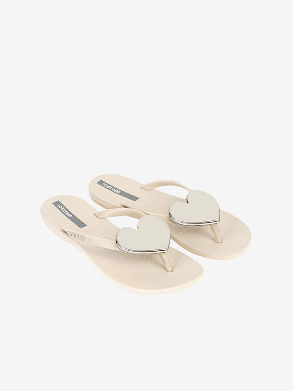 CoolChap Classic Love - heart - shaped Waterproof and Non - slip Soft - soled Flip - Flops CREAM