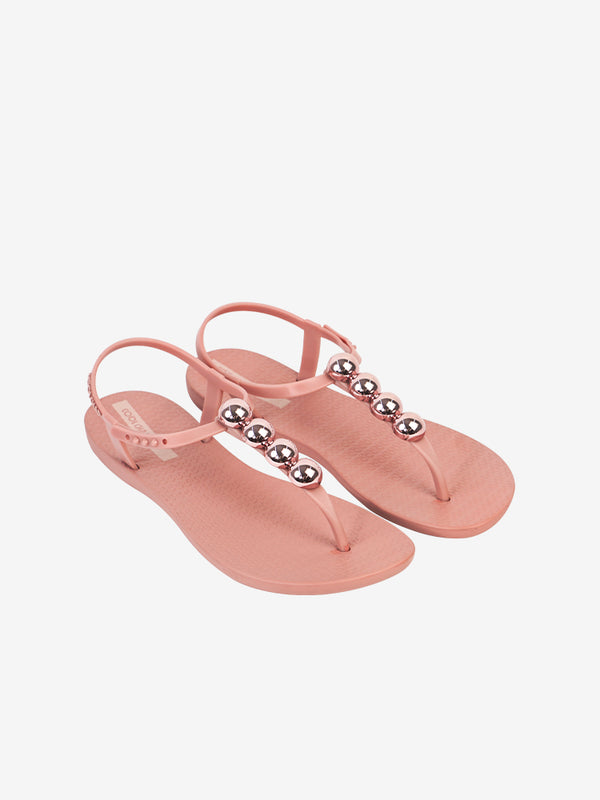 CoolChap Beaded Design Toe-post Soft-soled Vacation Sandals PINK