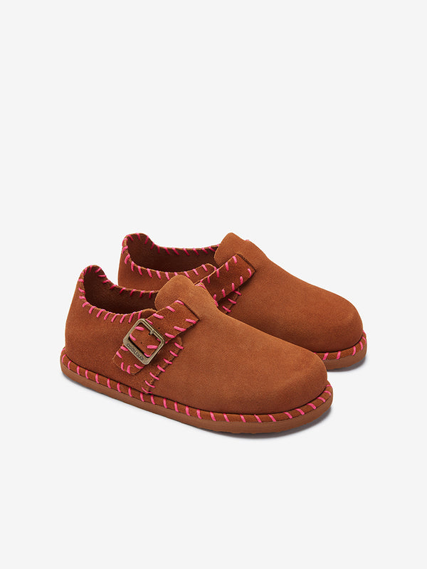 CoolChap Handmade Full - enclosed Leather Slippers PINK DESERT