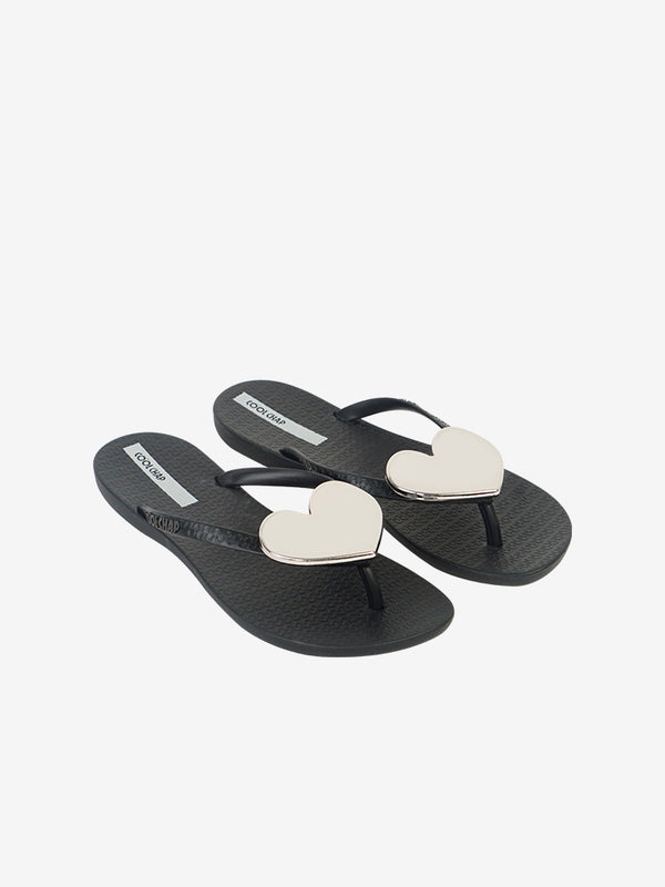 CoolChap Classic Love - heart - shaped Waterproof and Non - slip Soft - soled Flip - Flops BLACK