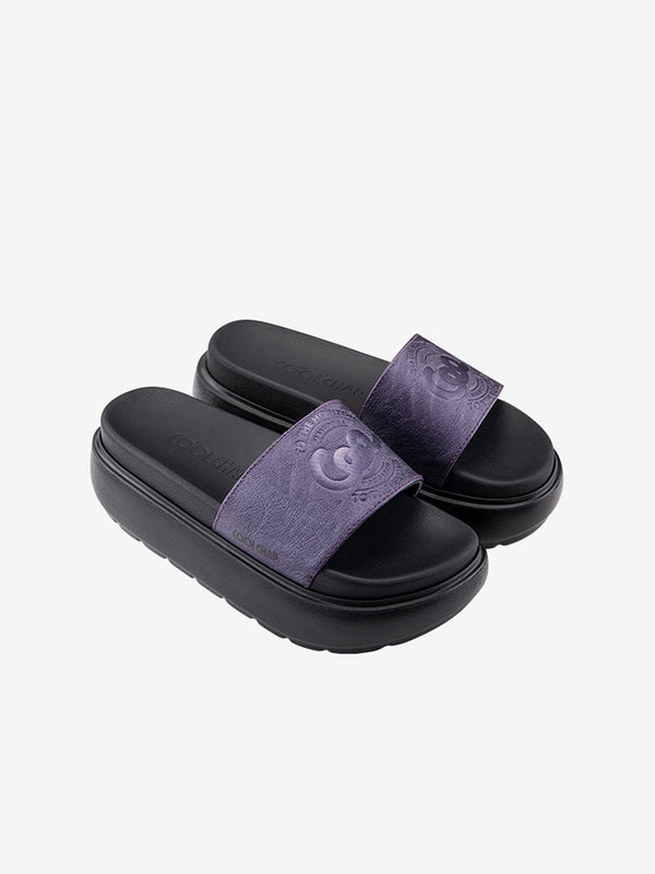 CoolChap Lightweight, Soft and Non - slip Thick - soled Slide - on Sandals BLACK-PURPLR
