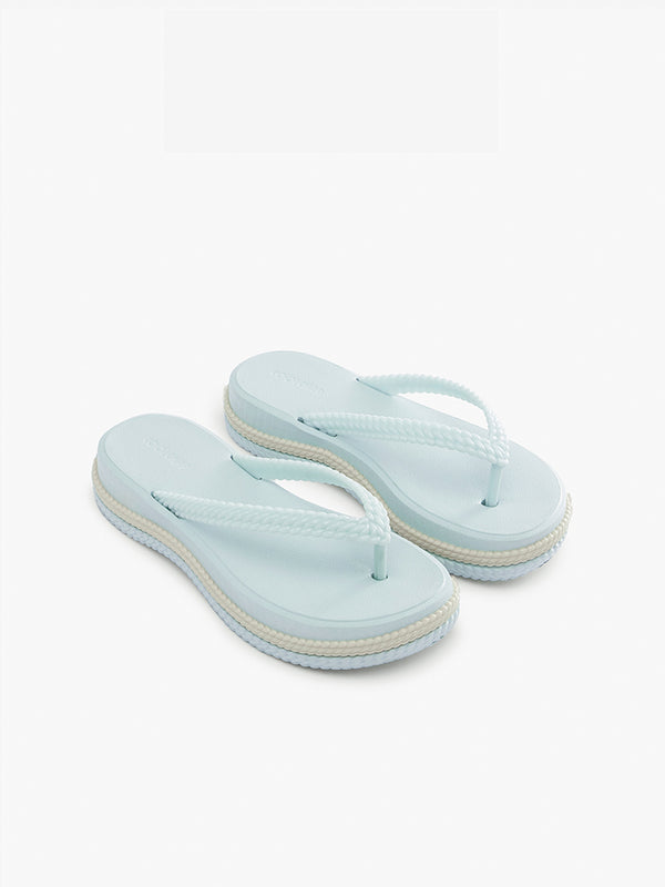 CoolChap Classic Wave - pattern Lightweight Thick - soled Flip - Flops BABY BLUE
