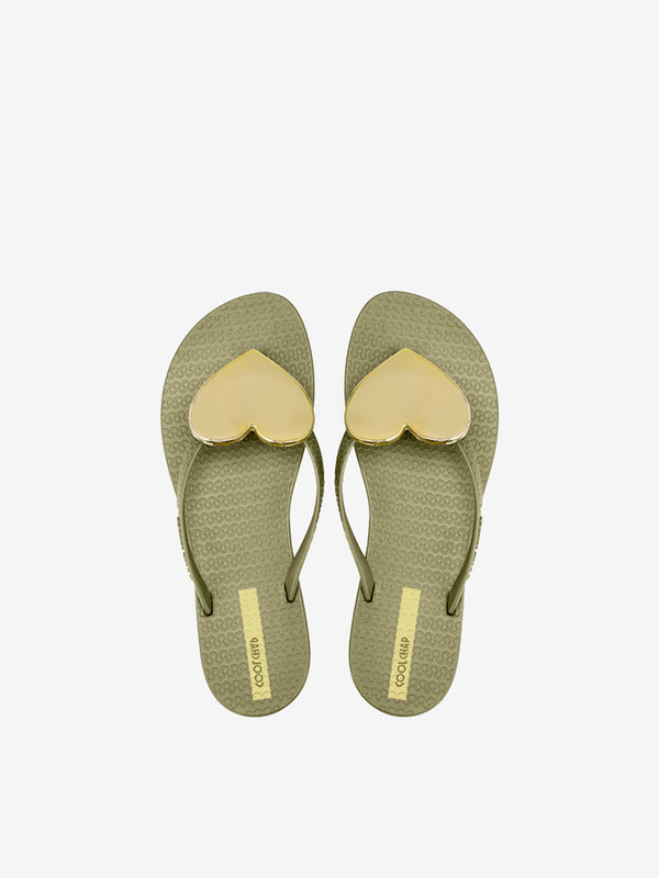 CoolChap Classic Love - heart - shaped Waterproof and Non - slip Soft - soled Flip - Flops GREEN