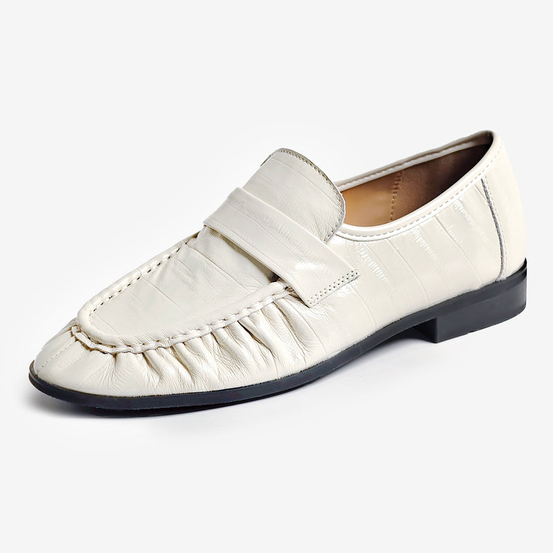 Mocasines Miranda plisados blanco crema – imagen 3