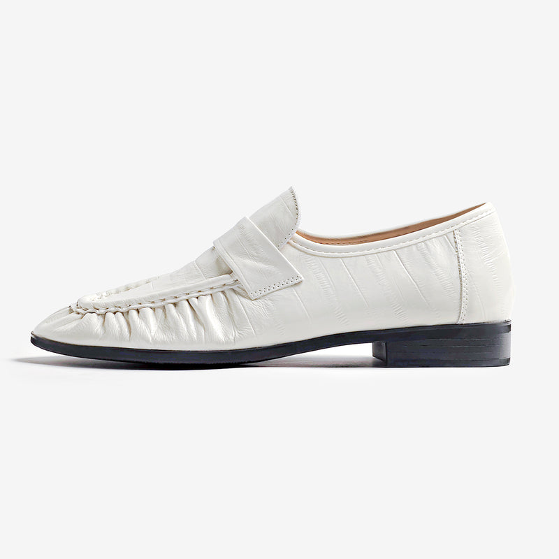 Mocasines Miranda plisados blanco crema