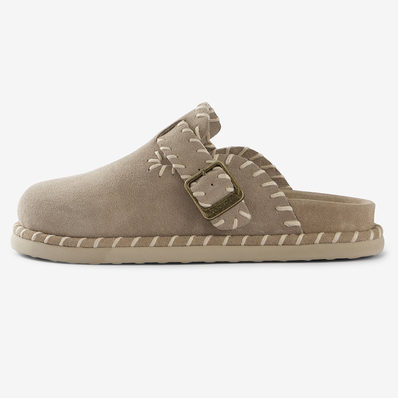 Sandalias Space Patchwork de piel amarillo grisáceo
